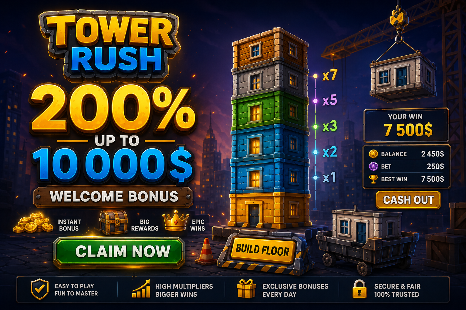 Tower Rush game welcome bonus in Canada